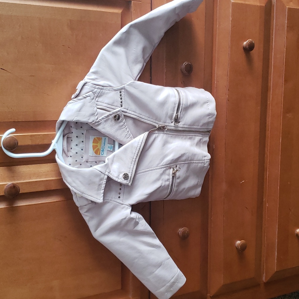 Girls 2T leather zip up winter jacket